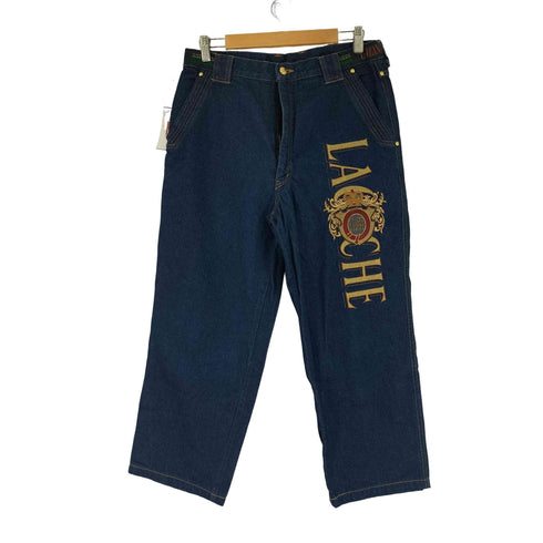 金刺繍エンブレム ワイドシルエットデニムパンツ メンズ 85
