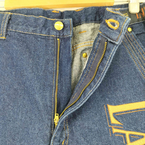 金刺繍エンブレム ワイドシルエットデニムパンツ メンズ 85
