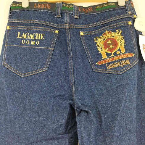 金刺繍エンブレム ワイドシルエットデニムパンツ メンズ 85