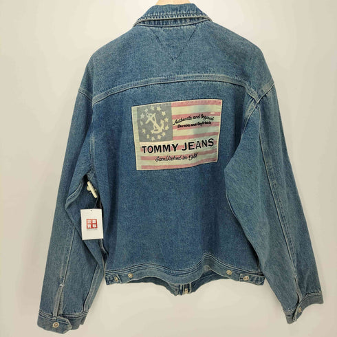 トミーヒルフィガー TOMMY HILFIGER 90-00s ロゴ刺繍 デニム ジップアップジャケット メンズ import:XL