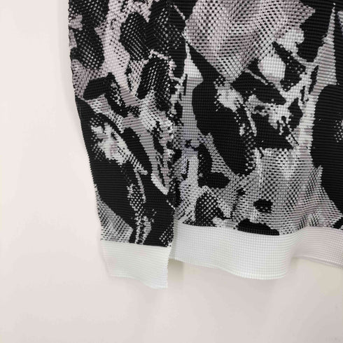 ミー イッセイミヤケ me ISSEY MIYAKE 08SS グラフィックプリント ハイネック ストレッチプリーツ トップ レディース