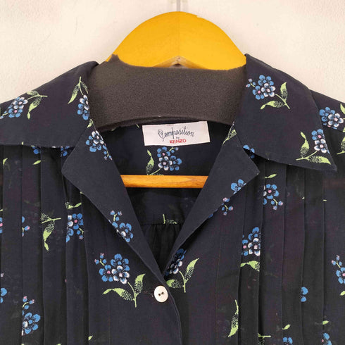 ケンゾー KENZO COMPOSITION フラワープリーツシャツ レディース 38
