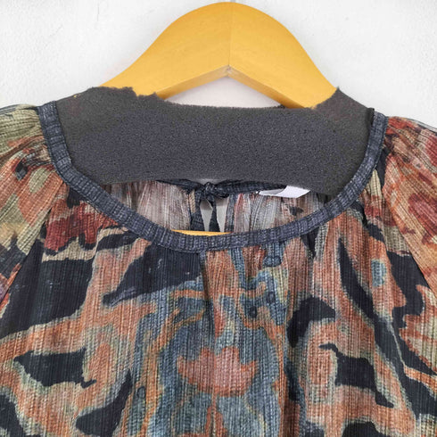 ザラ ZARA 総柄シアーマキシ丈ワンピース レディース import:L