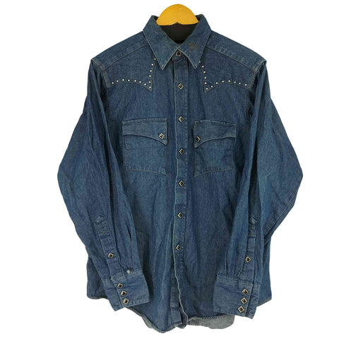 ロックマウント ROCK MOUNT 80~90s USA製 スタッズデニムウエスタンシャツ メンズ 15.5 X 33.5