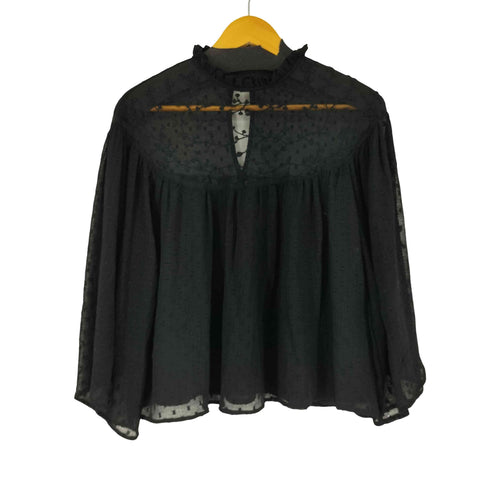 ザラ ZARA 刺繍シアーブラウス レディース import:M