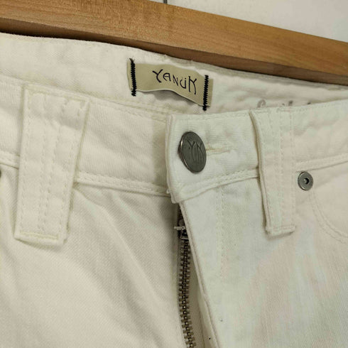 ヤヌーク YANUK CECIL ホワイトボーイフレンドクロップドパンツ レディース US:25