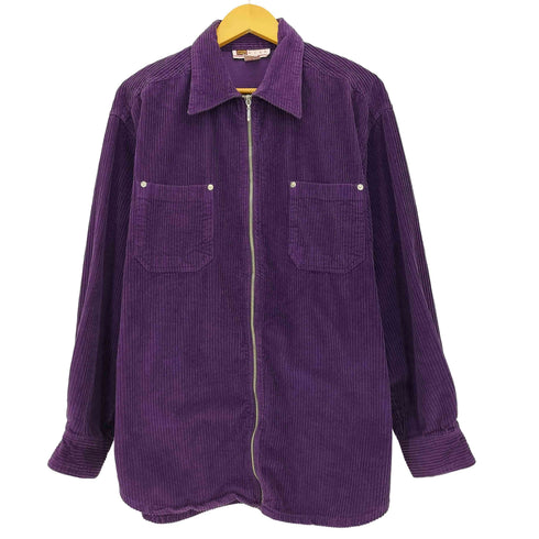 フェイデッドグローリー FADED GLORY 90S 香港製 コーデュロイ ジップシャツ メンズ import:L