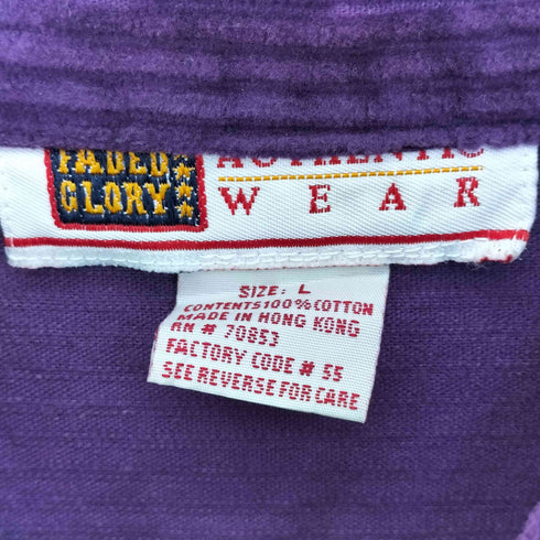 フェイデッドグローリー FADED GLORY 90S 香港製 コーデュロイ ジップシャツ メンズ import:L