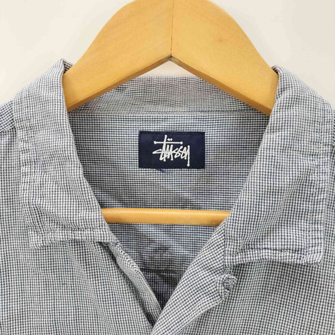 ステューシー Stussy 90S 紺タグ 千鳥格子柄 開襟シャツ メンズ
