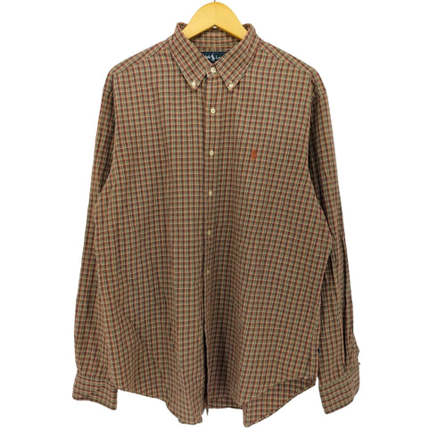 ラルフローレン RALPH LAUREN 00S CLASICC FIT ポニー刺繍 チェック L/S ボタンダウンシャツ メンズ import:XL