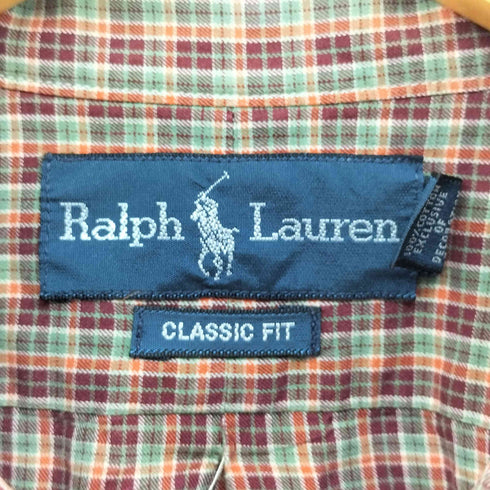 ラルフローレン RALPH LAUREN 00S CLASICC FIT ポニー刺繍 チェック L/S ボタンダウンシャツ メンズ import:XL
