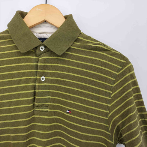 トミーヒルフィガー TOMMY HILFIGER 00S ロゴ刺繍 鹿の子 ボーダー S/S ポロシャツ メンズ import:S