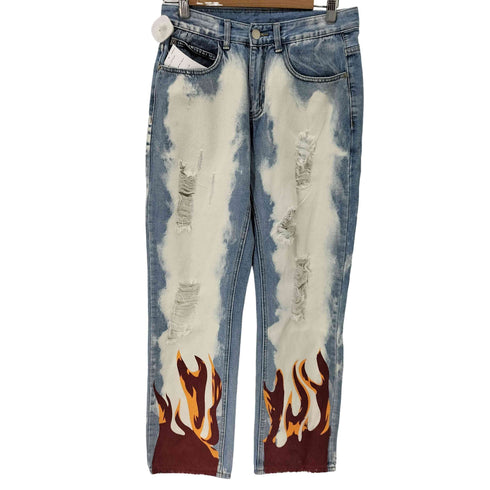 MT99 DAMAGE FIRE PRINT jeans denim Pants メンズ JPN:M