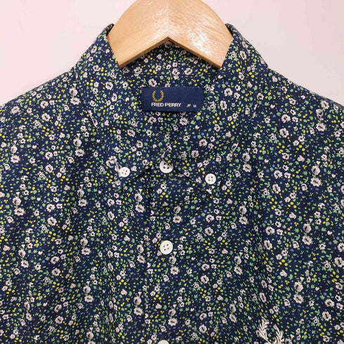 フレッドペリー FRED PERRY 花柄 ロゴ刺繍 ロングスリーブボタンダウンシャツ メンズ JPN:M