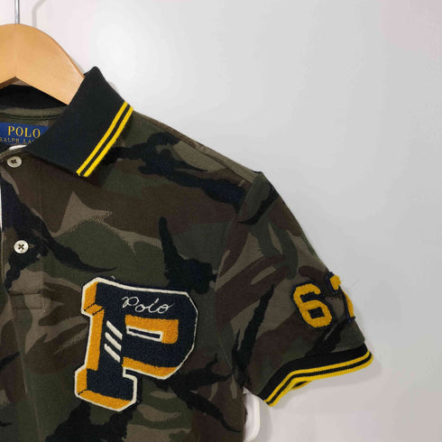 ポロラルフローレン POLO RALPH LAUREN ワッペン付き鹿の子ポロシャツ メンズ XS