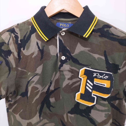 ポロラルフローレン POLO RALPH LAUREN ワッペン付き鹿の子ポロシャツ メンズ XS