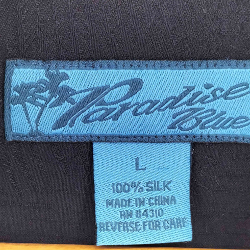 PARADISE BLUE シルク100% オープンカラーシャツ メンズ JPN:L