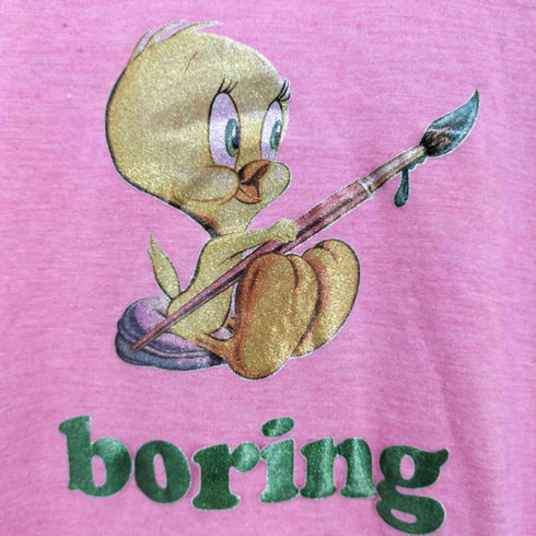 リトルサニーバイト little sunny bite boring ラメ キャラクタープリント リンガーTシャツ レディース