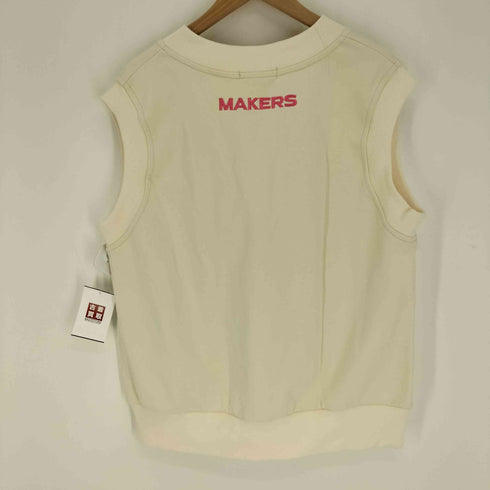 MATTER MAKERS 両面 ロゴ 刺繍 ノースリーブ Vネック スウェット ベスト レディース import:S