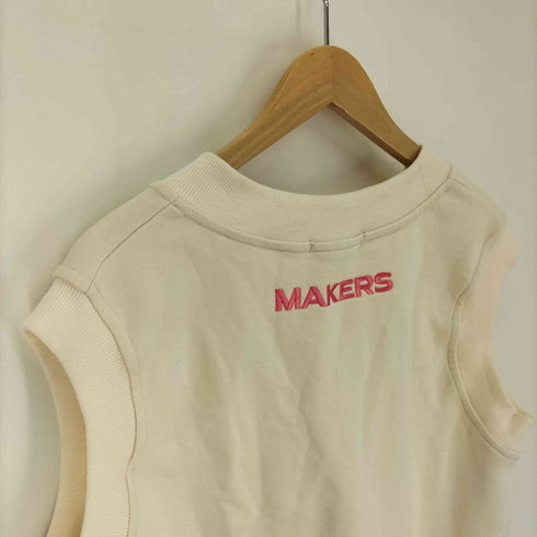 MATTER MAKERS 両面 ロゴ 刺繍 ノースリーブ Vネック スウェット ベスト レディース import:S