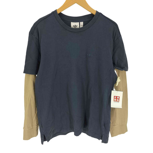 アディダスオリジナルス adidas Originals CHARR コラボ 背面 ロゴ デザイン フェイクレイヤード クルーネック L/S Tシャツ メンズ JPN:S
