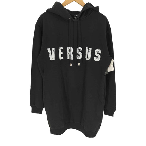 ヴェルサスヴェルサーチ VERSUS VERSACE イタリア製 ひび割れ加工 ロゴ プリント プルオーバー ワンピース レディース import:XS