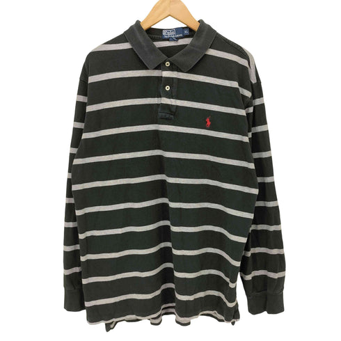 ポロバイラルフローレン Polo by RALPH LAUREN ポニー 刺繍 L/S ボーダー ポロシャツ メンズ import:XL