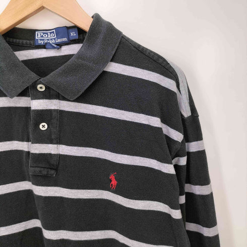 ポロバイラルフローレン Polo by RALPH LAUREN ポニー 刺繍 L/S ボーダー ポロシャツ メンズ import:XL