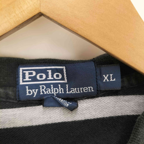 ポロバイラルフローレン Polo by RALPH LAUREN ポニー 刺繍 L/S ボーダー ポロシャツ メンズ import:XL