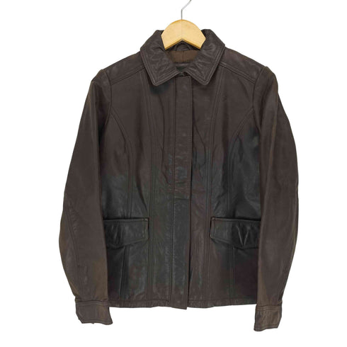 エディーバウアー Eddie Bauer 00S 比翼レザージップブルゾン レディース PS