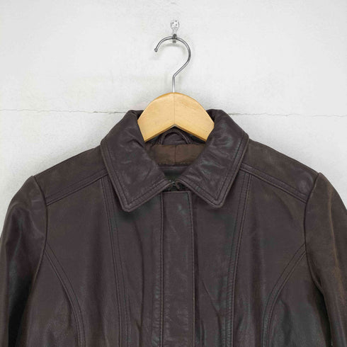 エディーバウアー Eddie Bauer 00S 比翼レザージップブルゾン レディース PS