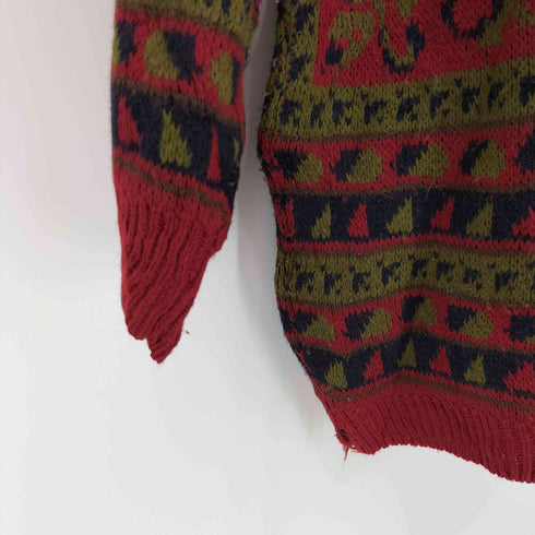 HASTING&SMITH イタリア製 ネイティブ柄 モックネック L/S プルオーバー ニット メンズ import:L