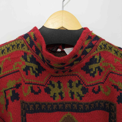 HASTING&SMITH イタリア製 ネイティブ柄 モックネック L/S プルオーバー ニット メンズ import:L
