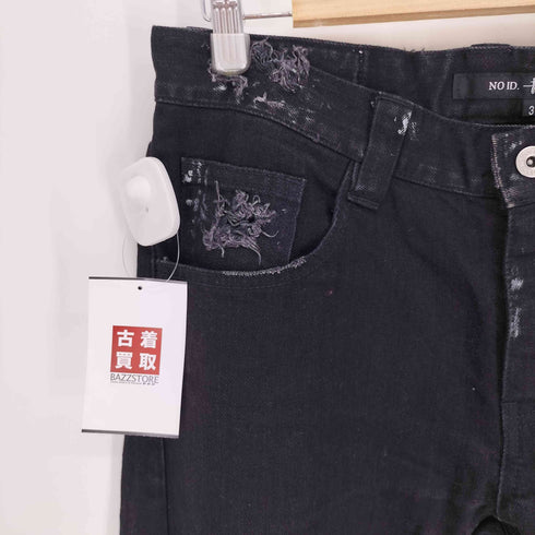 ノーアイディーブラック NO ID.BLACK RESURRECTION コラボ ストレッチデニムスキニーパンツ デストロイ加工 メンズ JPN:3