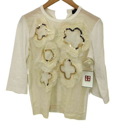 トリココムデギャルソン tricot COMME des GARCONS AD2013 13AW スパンコール フラワー モチーフ S/S カットソー レディース