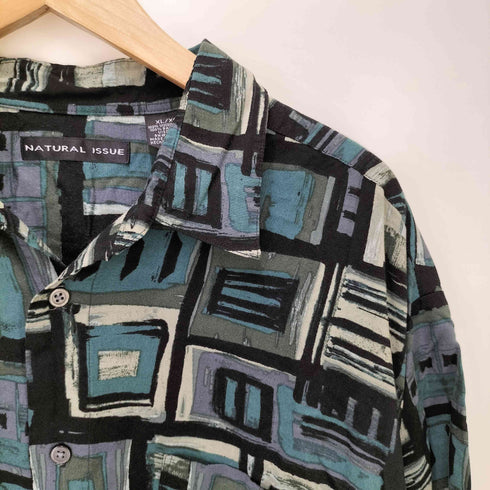 ナチュラルイシュー NATURAL ISSUE 90S 総柄 レーヨン S/S レギュラーカラー シャツ メンズ import:XL