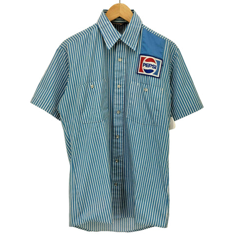 PROTEXALL 80S 企業ロゴ S/S レギュラーカラー ストライプ ワークシャツ メンズ
