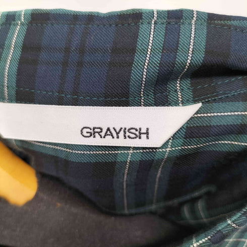 GRAYISH コットンレーヨン ハーフボタン L/S プルオーバーフリルチェックシャツ レディース 38