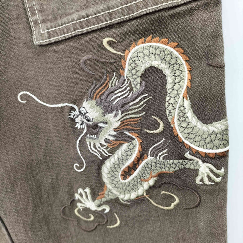 ヴィヴィアンタム VIVIENNE TAM 00S 龍刺繍 クロップドデニムパンツ レディース JPN:0