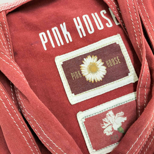 ピンクハウス PINK HOUSE 裏地チェック ロゴプリント トートバッグ レディース