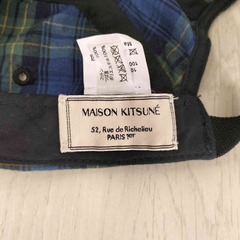 メゾンキツネ MAISON KITSUNE Parisien 刺繍 チェック ジェットキャップ メンズ
