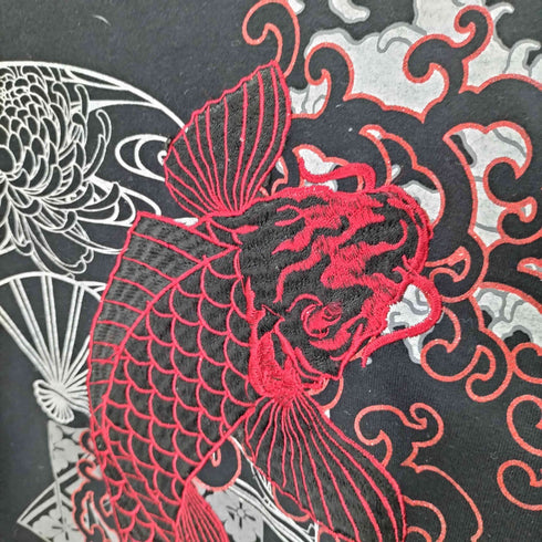 フグタイテン 不倶戴天 鯉刺繍 クルーネック Tシャツ メンズ JPN:XXL