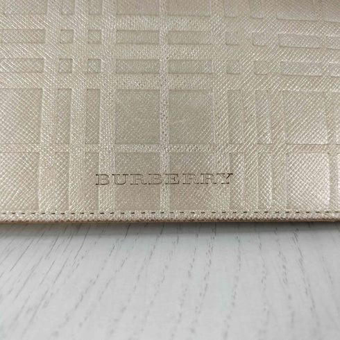 バーバリー BURBERRY ロゴ刻印 エンボス チェック柄 長財布 レディース