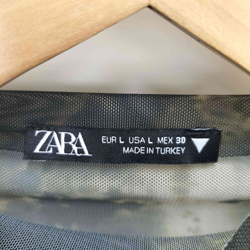 ザラ ZARA 総柄 シアー トップ セカンド スキン レディース import:L