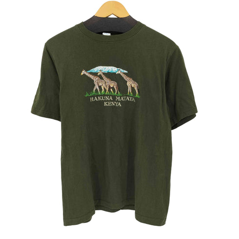 HAKUNA MATATA KENYA キリン刺繍 半袖Tシャツ メンズ L
