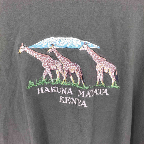 HAKUNA MATATA KENYA キリン刺繍 半袖Tシャツ メンズ L