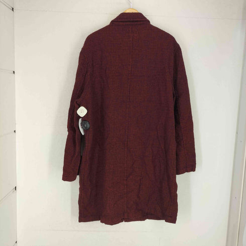コムデギャルソンシャツ COMME des GARCONS SHIRT 90S 推定1994AW 縮絨加工 チェック柄 ウールステンカラーコート メンズ M