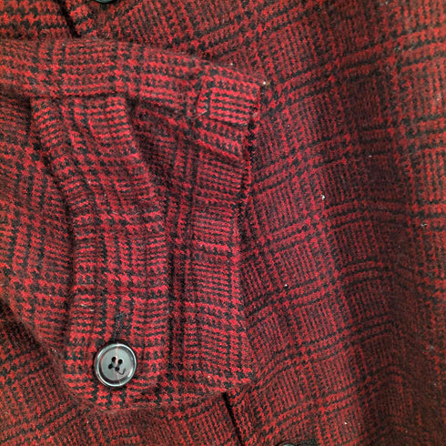 コムデギャルソンシャツ COMME des GARCONS SHIRT 90S 推定1994AW 縮絨加工 チェック柄 ウールステンカラーコート メンズ M