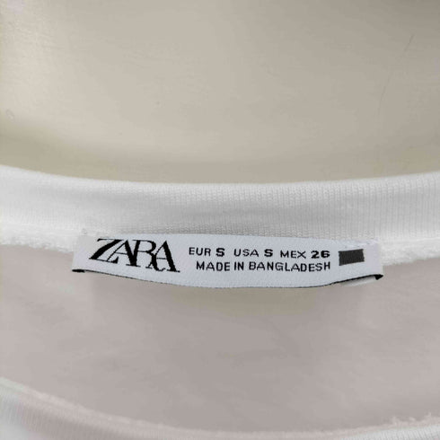 ザラ ZARA Gimmick Back Open Tee バック オープン 異素材 切り替え クルーネック S/S シャツ レディース import:S