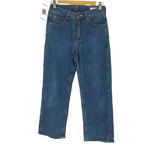 リー Lee ロゴボタン レザーパッチ 5ポケット ワイド デニム パンツ レディース JPN:M